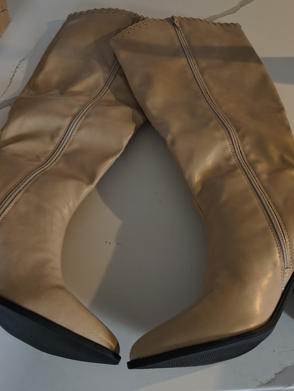 Women's Tall Zip-Front Knee Boots in Tan